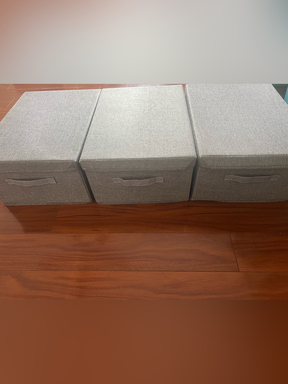 3pcs storage boxes are decorative cloth bins with lids designed for closet orga